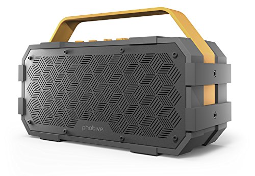 Photive M90 Portable Waterproof Bluetooth Speaker with Built In Subwoo…