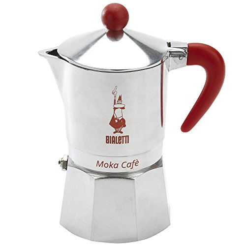 Bialetti, 06786, Moka Cafe 3 cup, Stove Top Espresso Maker, Red