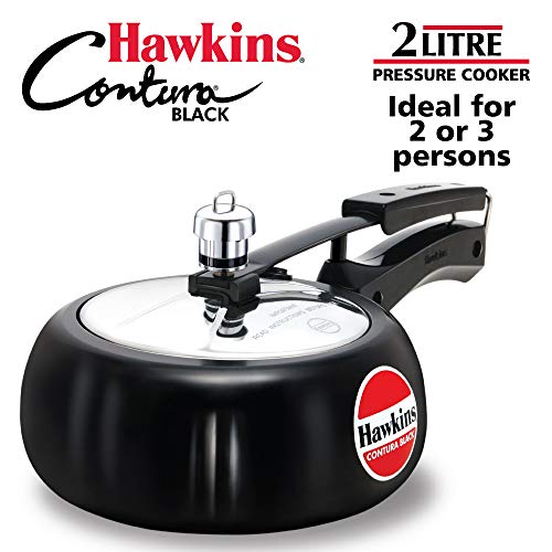 Hawkins CB20 Hard Anodised Pressure Cooker, 2-Liter, Contura Blac…
