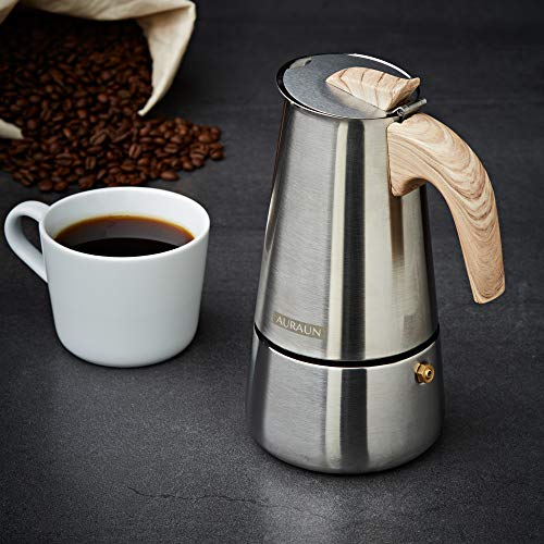 Stainless Steel Stovetop Espresso Maker 6-Cup, Soft cool touch ha…