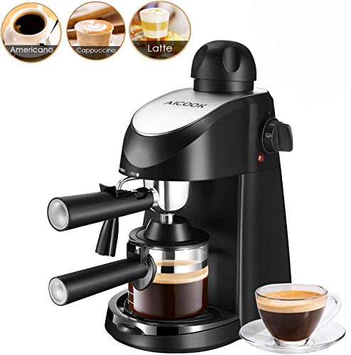 Aicook Espresso Machine, 3.5 Bar 4 Cup Espresso and Cappuccino Co…