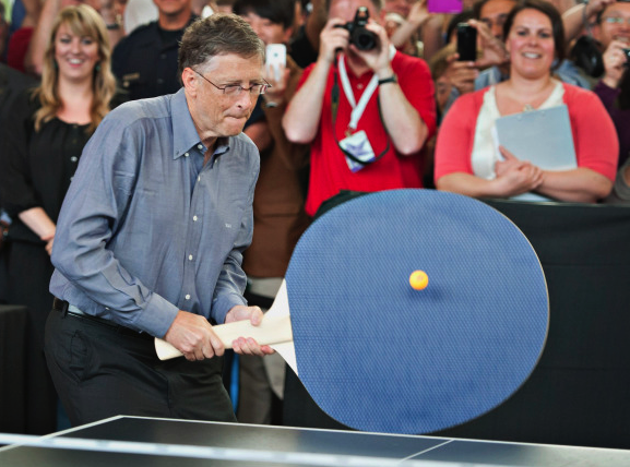 bill gates giant ping pong paddle