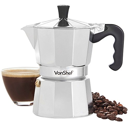 VonShef Italian Espresso Coffee Maker Stove Top Macchinetta – 3 C…