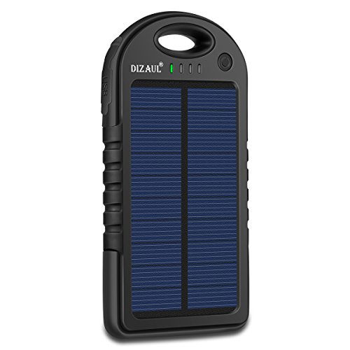 Solar Charger,Dizaul 5000mAh Portable Solar Power Bank Waterproof…