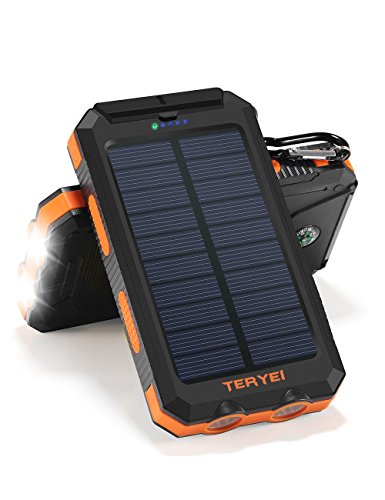 Solar Charger Teryei Solar Power Bank 15000mAh External Backup Ou…