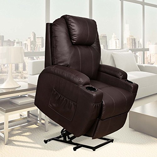 U-MAX Recliner Power Lift Chair Wall Hugger PU Leather with Remot…