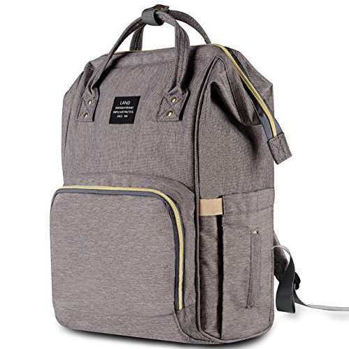 HaloVa Diaper Bag Multi-Function Waterproof Travel Backpack Nappy Bags for Baby Care, Large Capacity, Stylish and Durable, Gray