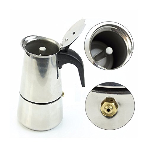 MAYMII 2 Cup/100ml Stainless Steel Moka Espresso Latte Percolator…