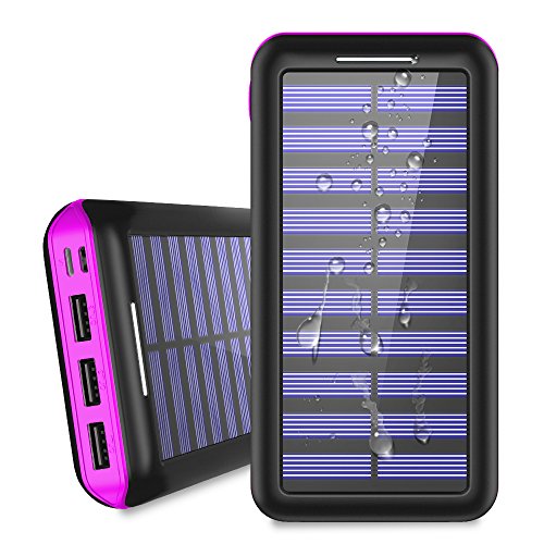 Portable Charger 24000mAh Solar Power Bank, 2 Input & 3 Output US…