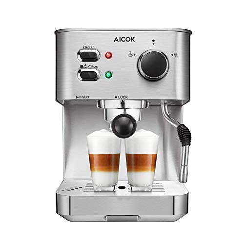 AICOK Espresso Machine, Cappuccino Coffee Maker with Milk Steamer…