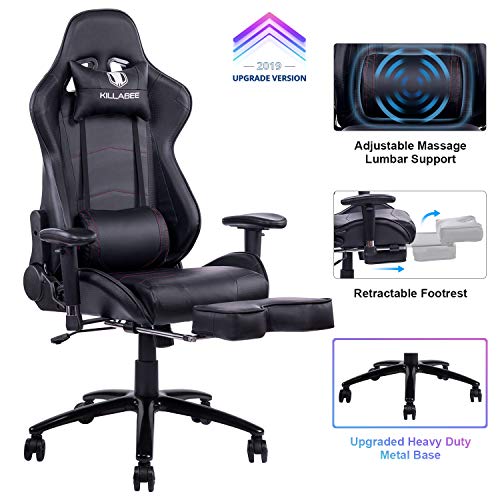 KILLABEE Big and Tall 350lb Massage Gaming Chair Metal Base – Adj…