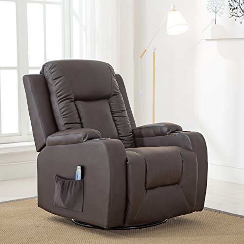 ComHoma Leather Recliner Chair Modern Rocker with Heated Massage …