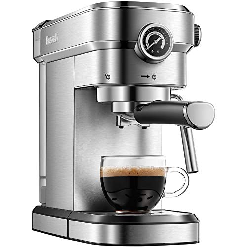 Brewsly 15 Bar Espresso Machine, Stainless Steel Compact Espresso…